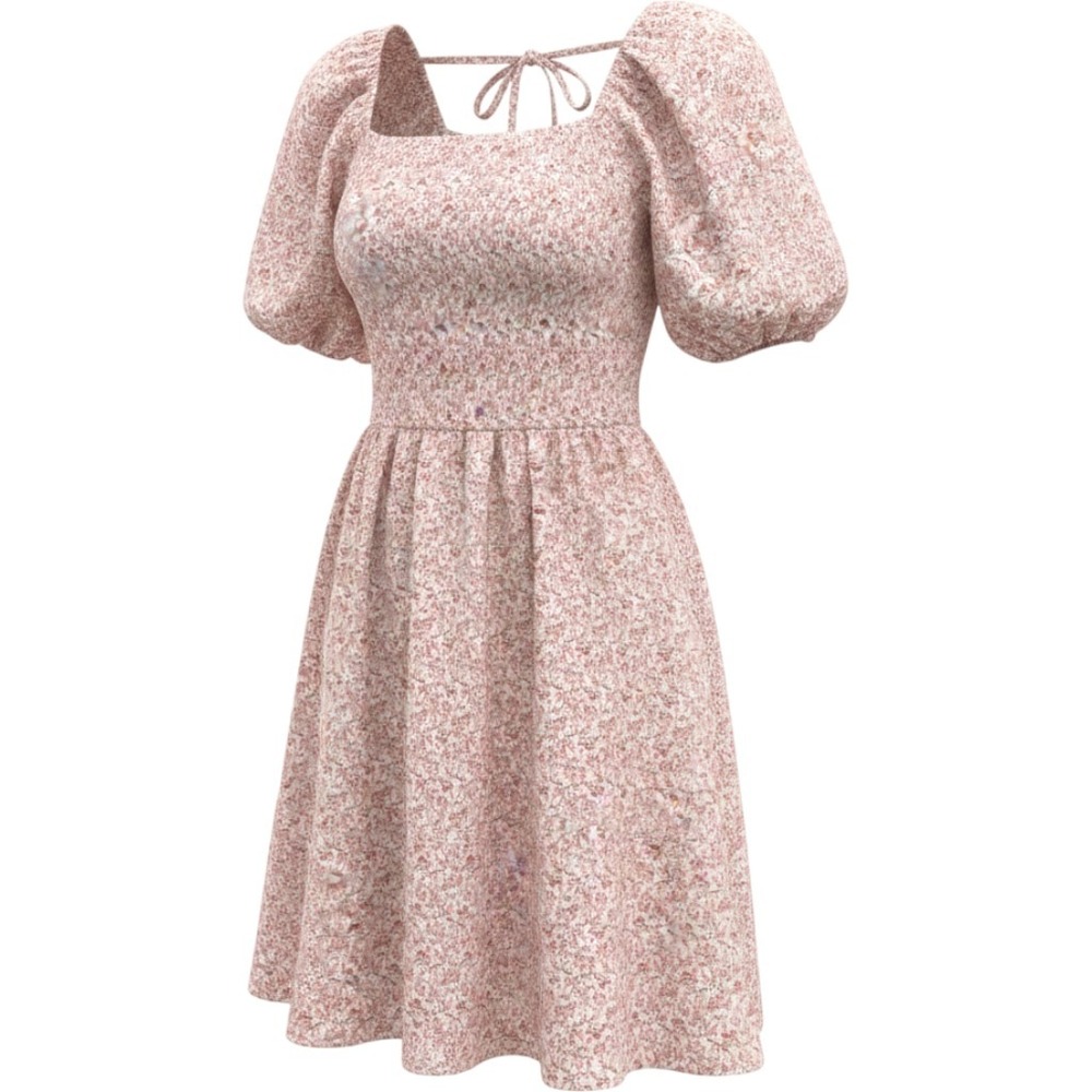 Bohme Pink Floral Smocked Puff Sleeveβ Mini Dress Tiered Ruffle Small NWT